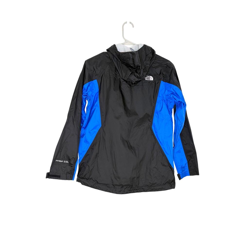 The North Face HyVent Boys Hooded Full Zip Rain Jacket L (14-16) Black/Blue EUC - Picture 2 of 10